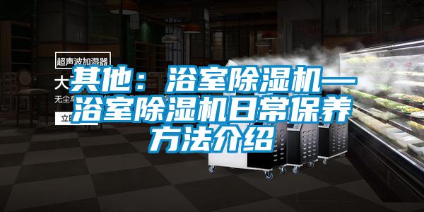 其他:浴室除濕機—浴室除濕機日常保養(yǎng)方法介紹