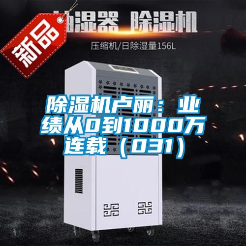 除濕機盧麗:業績從0到1000萬連載(031)